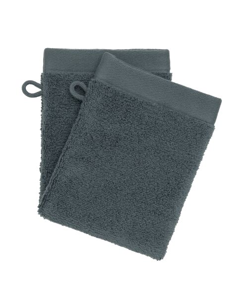 Lot de 2 gant de toilette en coton Softy orage - 15 x 21 cm