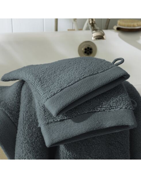 Lot de 2 gant de toilette en coton Softy orage - 15 x 21 cm