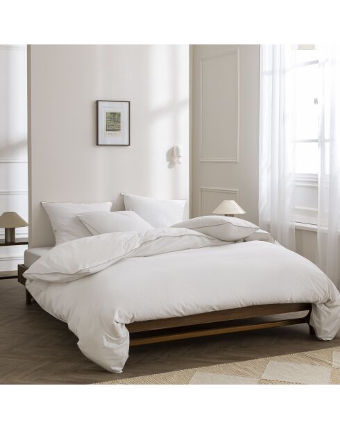 Parure de couette en coton Percale + 2 taies d'oreiller lin