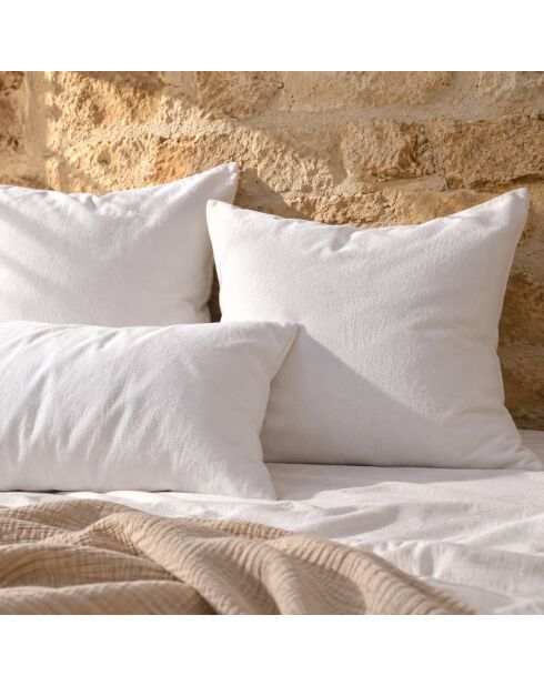 Lot de 2 protège-oreillers taie en coton Prestige blanc - 63 x 63 cm