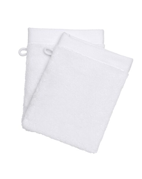 Lot de 2 gant de toilette en coton Softy neige - 15 x 21 cm