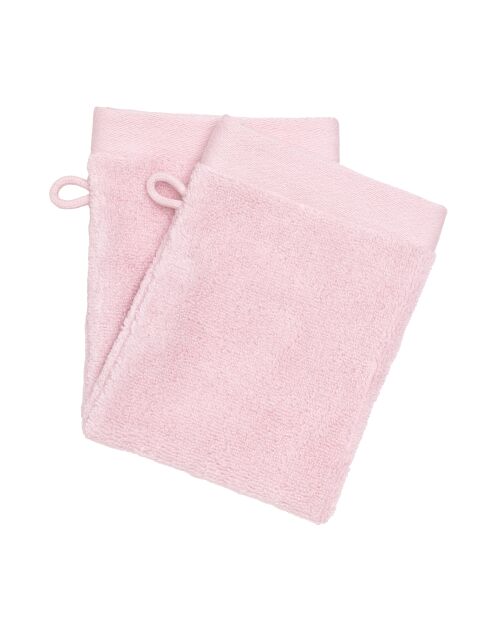 Lot de 2 gant de toilette en coton Softy bonbon - 15 x 21 cm