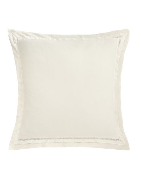Funda de almohada de algodón de 120 hilos bordada en color marfil, 65 x 65 cm