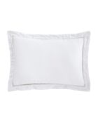 Taie d'oreiller en satin de  coton 120 fils brodé neige
