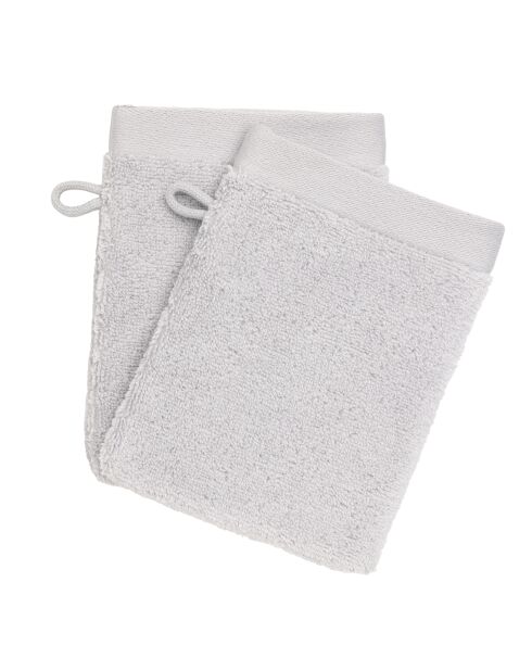 Lot de 2 gant de toilette en coton Softy galet - 15 x 21 cm