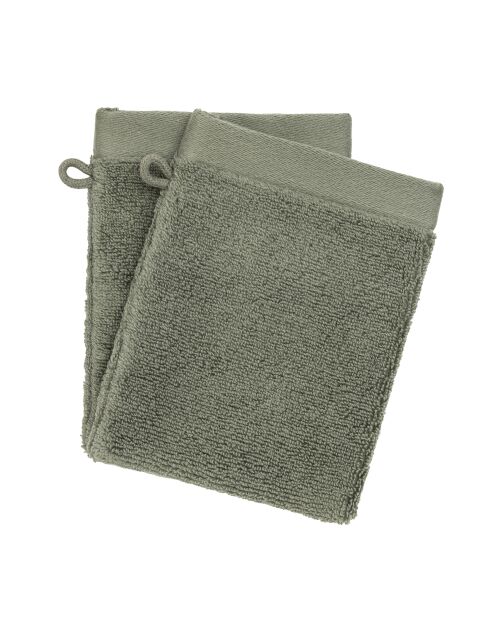 Lot de 2 gant de toilette en coton Softy romarin - 15 x 21 cm