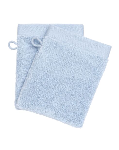 Lot de 2 gant de toilette en coton Softy azur - 15 x 21 cm