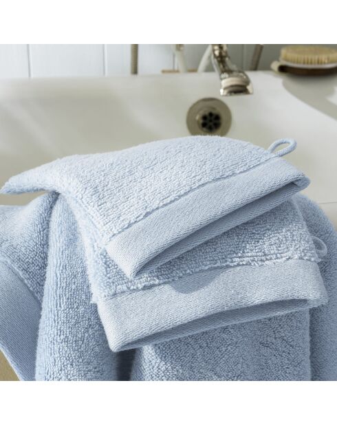 Lot de 2 gant de toilette en coton Softy azur - 15 x 21 cm