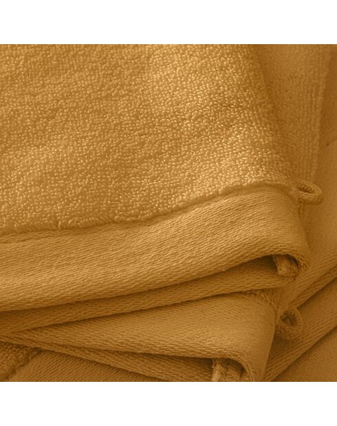 Lot de 2 gant de toilette en coton Softy ocre - 15 x 21 cm