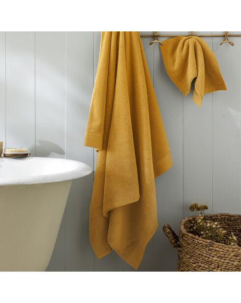 Drap de bain en coton Softy ocre - 100 x 150 cm