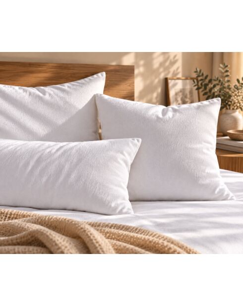Juego de 2 fundas de almohada Shield de algodón impermeables de 50 x 70 cm, color blanco