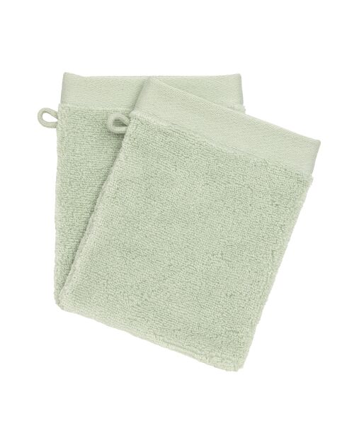 Lot de 2 gant de toilette en coton Softy amande - 15 x 21 cm