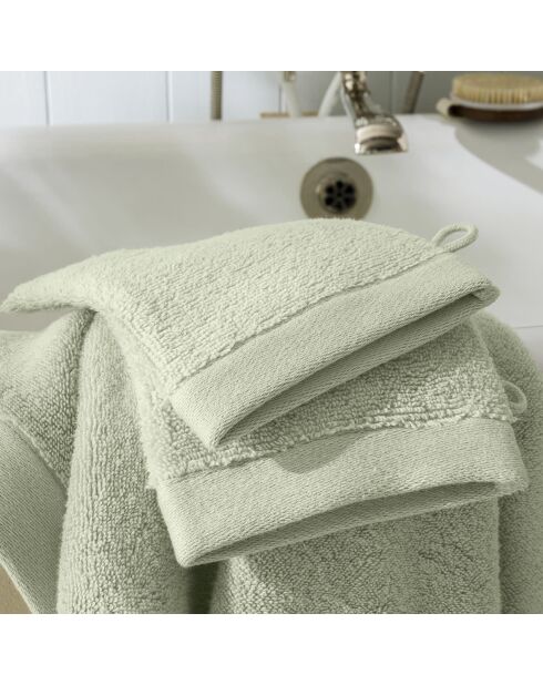 Lot de 2 gant de toilette en coton Softy amande - 15 x 21 cm