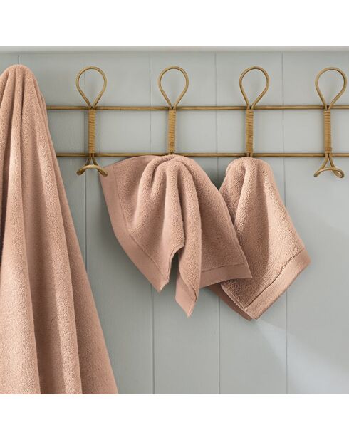 Lot de 2 serviettes invité en coton Softy rose poudre - 30 x 50 cm
