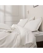 Parure de couette en coton Satin + 2 taies d'oreiller neige
