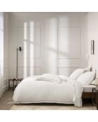 Parure de couette en coton Satin + 2 taies d'oreiller neige