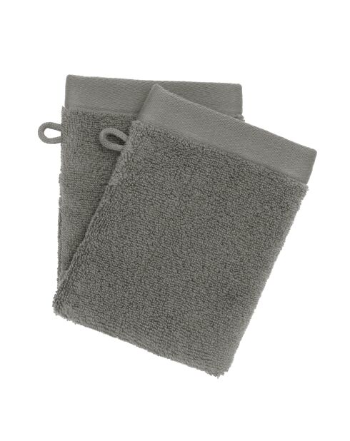 Lot de 2 gant de toilette en coton Softy ardoise - 15 x 21 cm