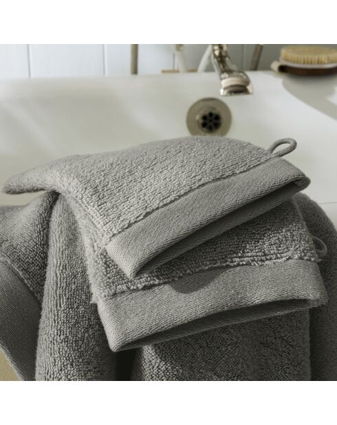 Lot de 2 gant de toilette en coton Softy ardoise - 15 x 21 cm