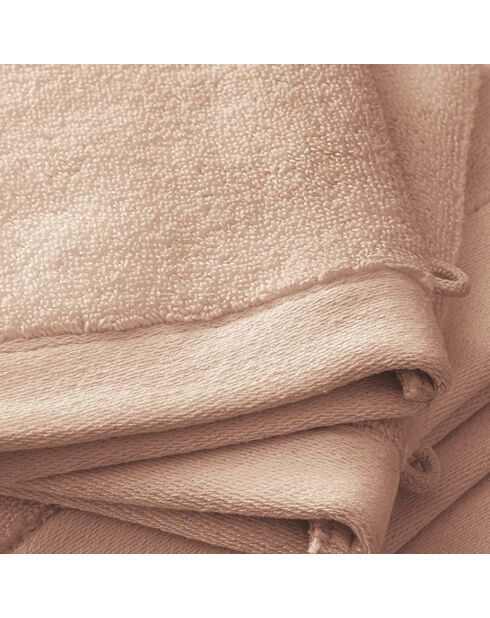 Lot de 2 gant de toilette en coton Softy rose poudre - 15 x 21 cm