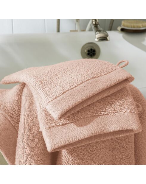 Lot de 2 gant de toilette en coton Softy rose poudre - 15 x 21 cm