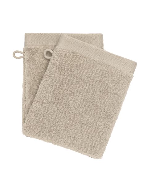 Lot de 2 gant de toilette en coton Softy naturel - 15 x 21 cm