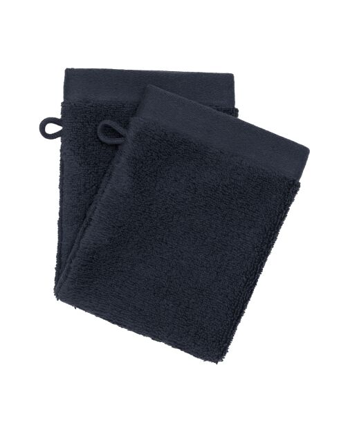 Lot de 2 gant de toilette en coton Softy marine - 15 x 21 cm