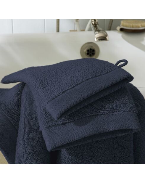 Lot de 2 gant de toilette en coton Softy marine - 15 x 21 cm