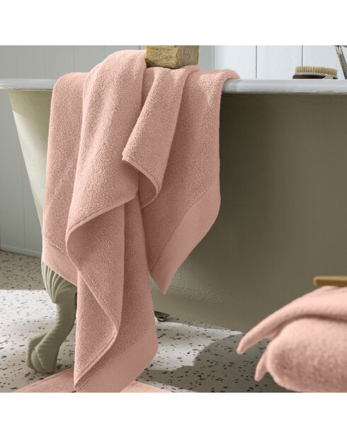 Drap de douche en coton Softy rose poudre - 70 x 140 cm