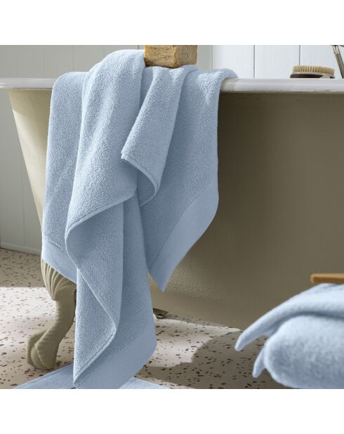 Drap de douche en coton Softy azur - 70 x 140 cm