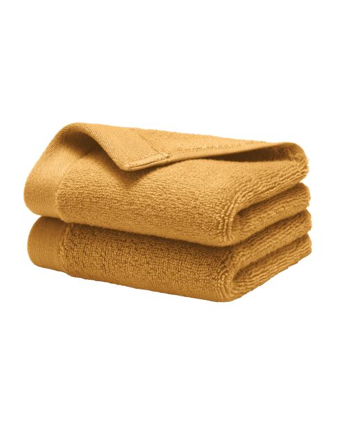 Lot de 2 serviettes invité en coton Softy ocre - 30 x 50 cm