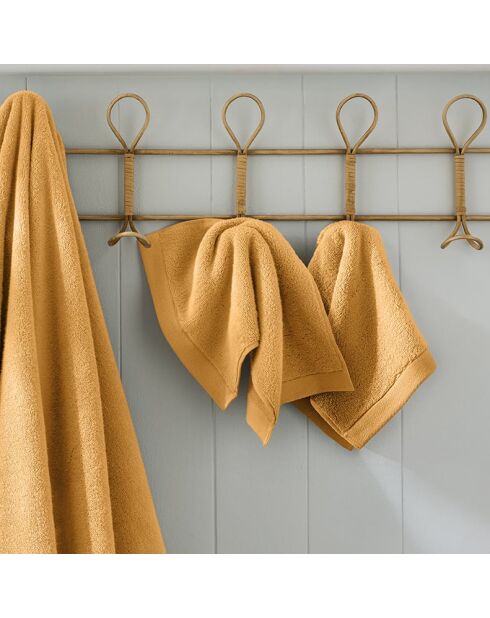 Lot de 2 serviettes invité en coton Softy ocre - 30 x 50 cm