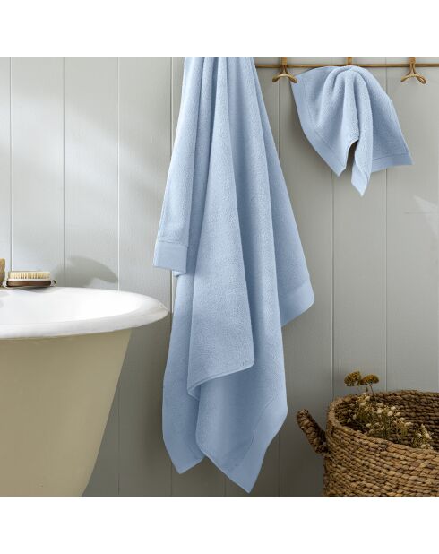 Drap de bain en coton Softy azur - 100 x 150 cm