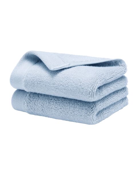 Lot de 2 serviettes invité en coton Softy azur - 30 x 50 cm