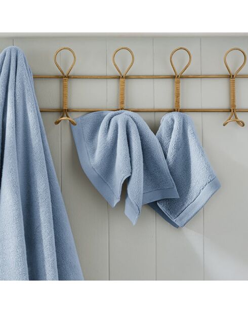 Lot de 2 serviettes invité en coton Softy azur - 30 x 50 cm