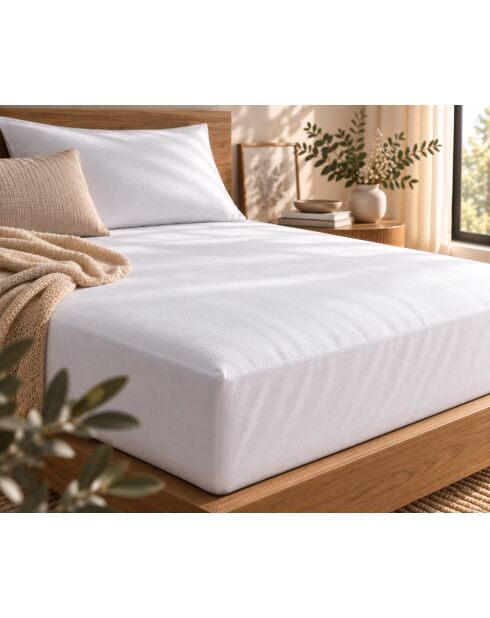 Protège matelas en coton imperméable Shield blanc