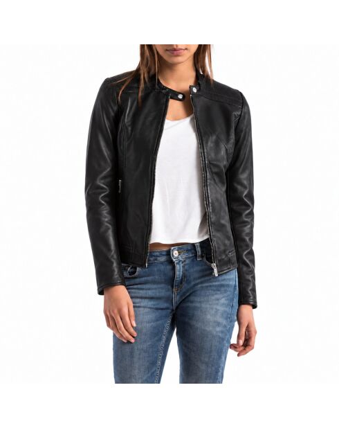 Veste en Cuir Euphrate noire