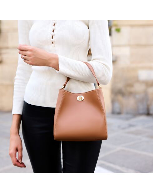 Bolso de mano Ada en piel avellana - 214 x 209 x 130 mm