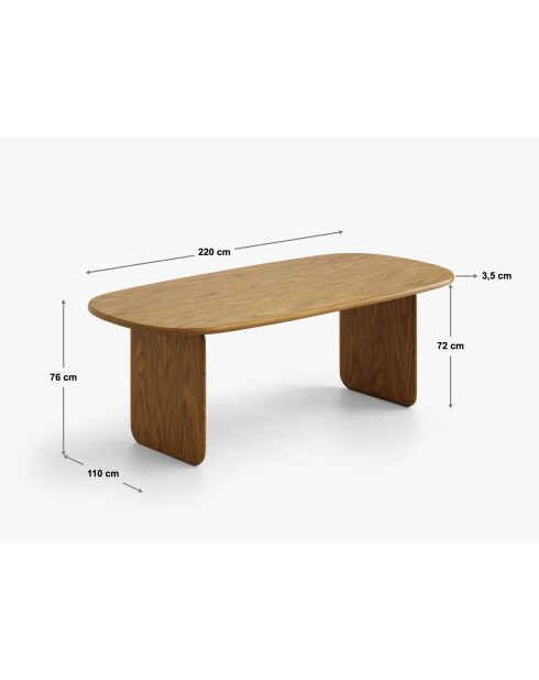 Table à manger 8 places Manon chêne naturel - 220x110x76 cm