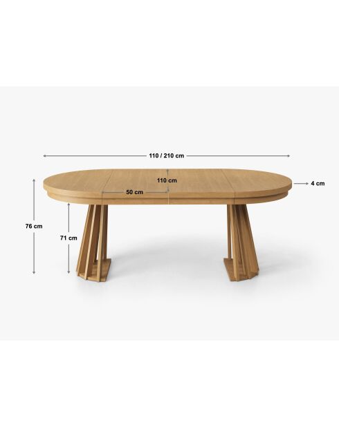 Table extensible 8 places Odette chêne - 110x110x76 cm