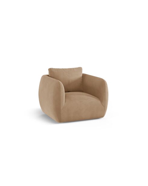 Fauteuil 1 place en velours Bellamour amande beige - 95.5x87x80 cm