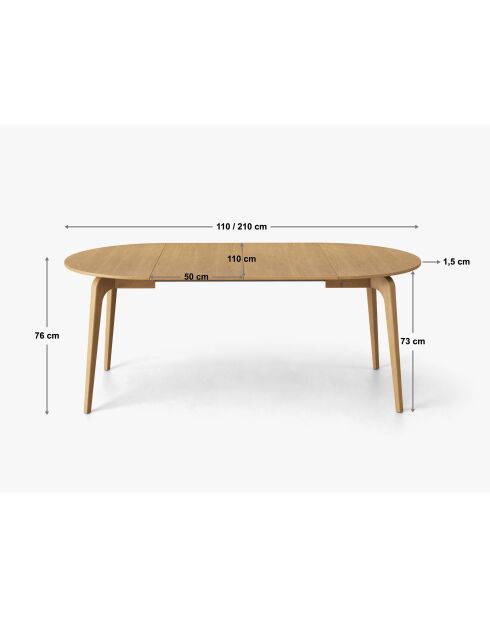Table extensible 8 places Odeon chêne naturel - 110x110x76 cm