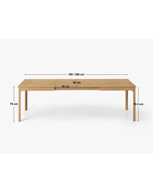 Table extensible 10 places Orsay chêne - 160x90x76 cm