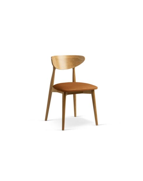 Lot de 2 chaises en velours Leon chameau - 47.5x48x79 cm