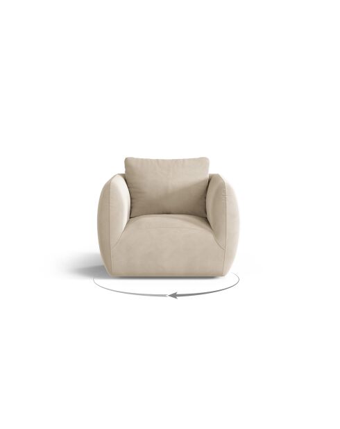 Fauteuil 1 place en velours Bellamour beige clair - 95.5x87x80 cm