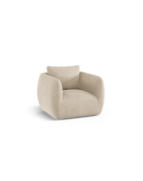 Fauteuil 1 place en velours Bellamour beige clair - 95.5x87x80 cm