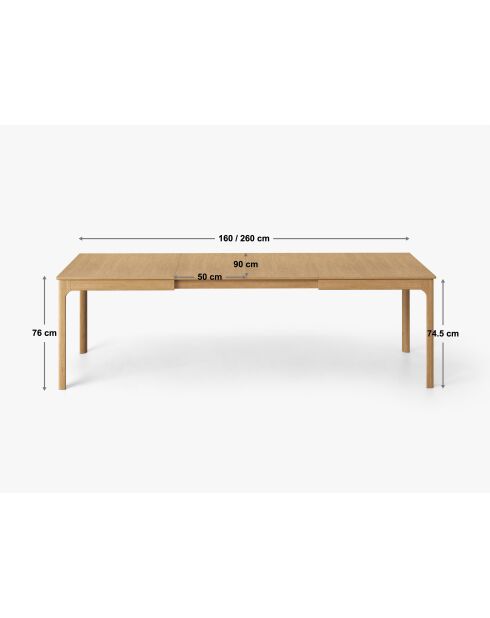 Table extensible 10 places Orsay chêne naturel - 160x90x76 cm