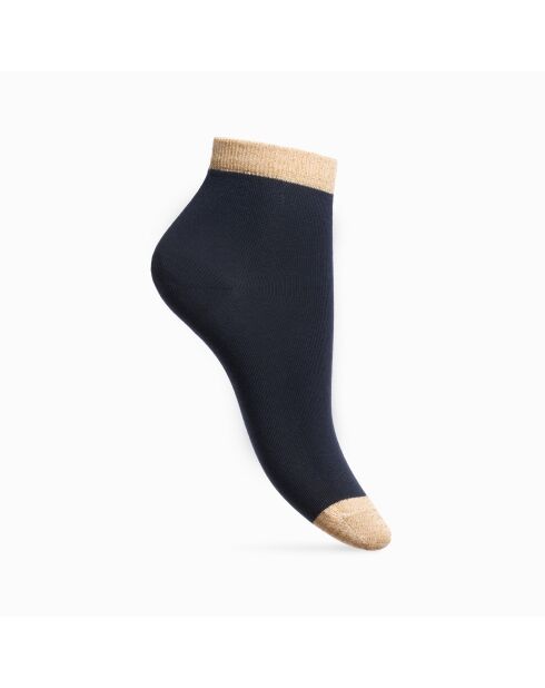 Packung mit 3 niedrigen Socken aus Baumwolle, zweifarbig, goldfarben, 1, mehrfarbig