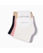 Packung mit 3 niedrigen Socken aus Baumwolle, zweifarbig, goldfarben, 1, mehrfarbig