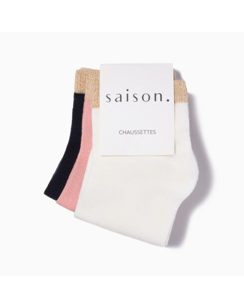 Confezione da 3 calzini bassi in cotone bicolore oro 1 multicolore