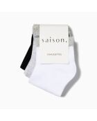 Confezione da 3 calzini bassi in cotone bicolore argento multicolore